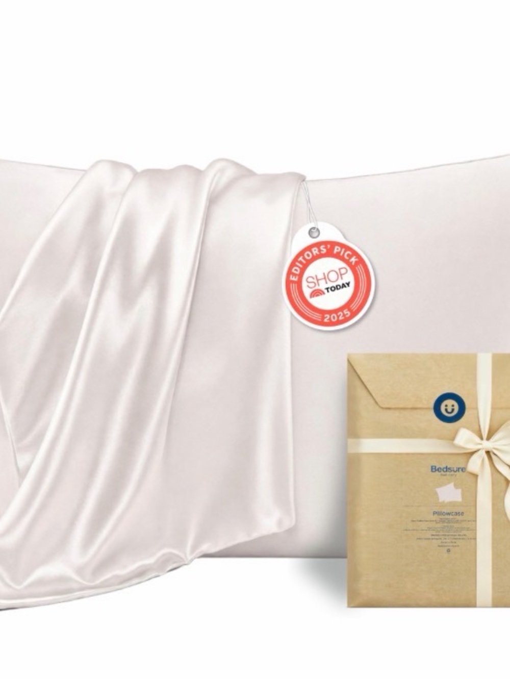Bedsure Satin Pillowcase in Ivory - Smooth Luxury Sleep